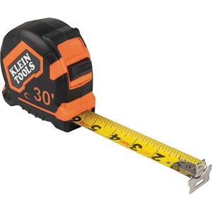 Magnetic Double Hook Tape Measure - 30', 1/16", Plastic Case with Steel Blade, 2.35", 3.78", 3.8"