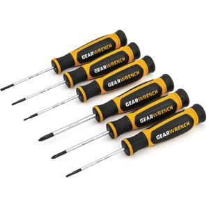 Mini Phillips®/Slotted Dual Material Screwdriver Set - 6 Pcs., Non Magnetic, Round