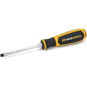 Dual Material Screwdriver - Slotted, 1/4", 4", Round, Cushion Grip, 8-7/10"