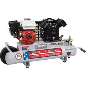 Wheelbarrow Air Compressor - 5.5 HP, 14.1 at 40 PSI, Gas, 10 Gal. (12 US Gal), 150