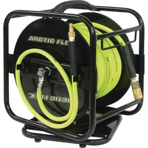 Manual Hose Reel with Hybrid Polymer Air Hose - Air, Single Hose, 1/4", 100', 1/4" NPT, 1/4" NPT