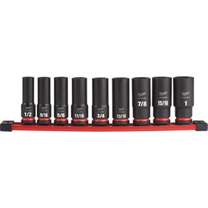 Shockwave™ Impact Duty™ SAE 6 Point Socket Set - 1/2", Impact, Deep, 9