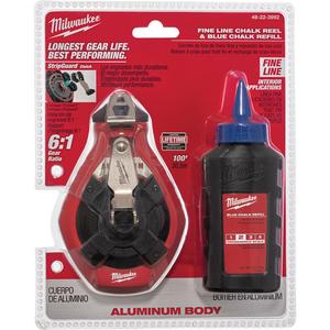 Fine Line Chalk Kit - Aluminum, 100', Blue