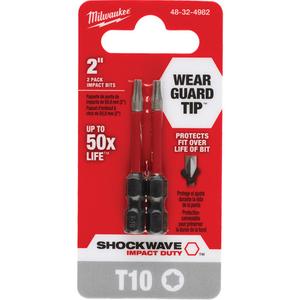 Shockwave™ Impact Duty™ Screwdriver Bit - Torx, 1/4", T-10, T-15, 2"