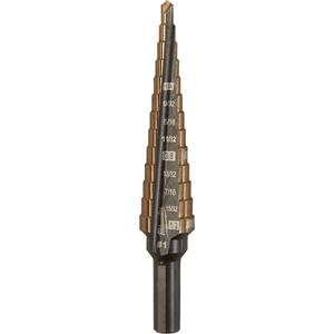 Step Drill Bit - High Speed Cobalt, 1/2"/#1, 1/8"/#1, 1/32", Straight, 135°, 3/8"