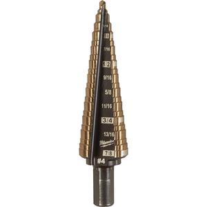 Step Drill Bit - High Speed Cobalt, 7/8"/#4, 3/16"/#4, 1/32", Straight, 135°, 3/8"
