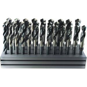 Drillco® S & D Drill Bit Set with Stand - 32, High Speed Steel, 1/2", Bright & Black