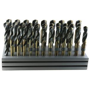 Drillco® S & D Imperial Flat Drill Bit Set with Stand - 32, 5, 8, High Speed Steel, 1/2", Black & Gold