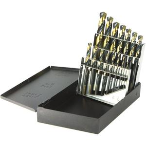 Drillco® Nitro Reduced Shank Mechanical Drill Bit Set - 15, 29, High Speed Steel, 3/8", Black & Gold