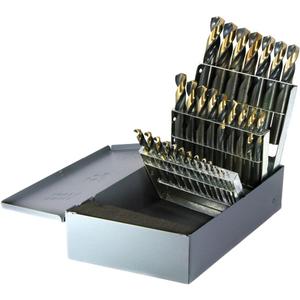 Drillco® Nitro Stubby Screw Machine Length Drill Bit Set - 29, High Speed Steel, Black & Gold