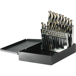 Drillco® Nitro Heavy-Duty Mechanics Length Drill Bit Set - 21, High Speed Steel, Black & Gold