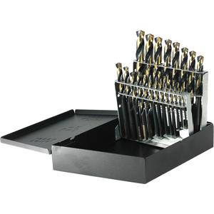 Drillco® Nitro Heavy-Duty Mechanics Length Drill Bit Set - 21, High Speed Steel, Black & Gold