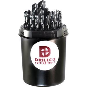 Drillco® USA Heavy-Duty Drill Pal Jobber Drill Bit Set - 29, High Speed Steel, Black Oxide