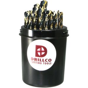 Drillco® Jobber Length Drill Bit Set - 29, High Speed Steel, Black & Gold