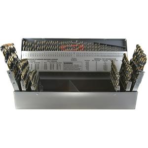 Drillco® Nitro Heavy-Duty Jobber Length Drill Bit Set - 115, 13, 15, 19, 21, 26, 29, 60, High Speed Steel, Black & Gold