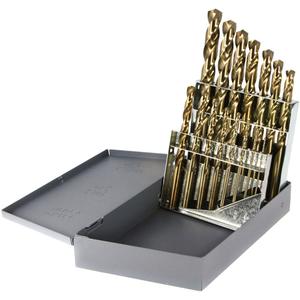 Drillco® USA Heavy-Duty Jobber Length Drill Bit Set - 15, Cobalt, Bronze