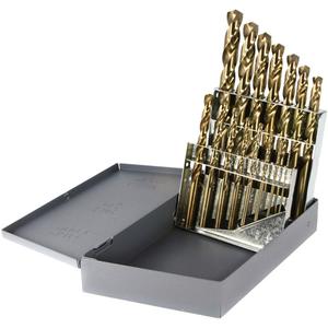 Drillco® Heavy-Duty Jobber Length Drill Bit Set - 15, Cobalt, Bronze