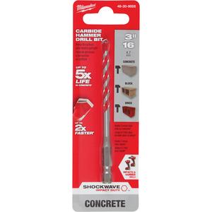 Shockwave™ Hammer Drill Bit - Carbide, 3/16", 2", 4", Hex