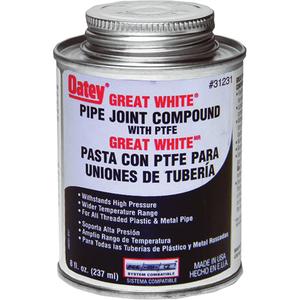 Great White® Pipe Joint Compound with PTFE - 237 ml, Brush-Top Can, White