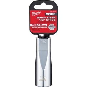 Metric Socket with Four Flat™ Sides - 1/2", 20 mm, 21 mm, 22 mm, 23 mm, 24 mm, 27 mm, 30 mm, 32 mm, 36 mm, 4 mm, 4.5 mm, 6, Hand/Standard, Deep, Chrome, Lifetime Guarantee