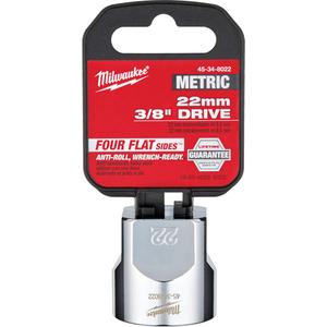 Metric Socket with Four Flat™ Sides - 3/8", 22 mm, 24 mm, 6, Hand/Standard, Standard, Chrome, Lifetime Guarantee