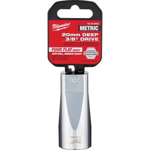 Metric Socket with Four Flat™ Sides - 3/8", 20 mm, 21 mm, 22 mm, 23 mm, 24 mm, 6, Hand/Standard, Deep, Chrome, Lifetime Guarantee