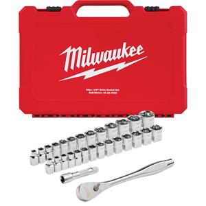 Metric & SAE FOUR FLAT™ Sides Ratchet & Socket Set - 3/8", Hand/Standard, Standard, 29, Limited Lifetime