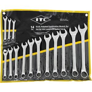 ICW-14PS Polished Wrench Set - 14, Imperial, Combination, 3/8; 7/16; 1/2; 9/16; 5/8; 11/16; 3/4; 13/16; 7/8; 15/16; 1; 1-1/16; 1-1/8; 1-1/4"; Roll pouch