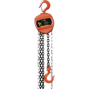 VCH Series Chain Hoist - 2200 lbs. (1 tons), 10', Heat-Treated Alloy Steel, ISO 9001-2000, ASME B30.16, 12-1/16", 6 mm, 80