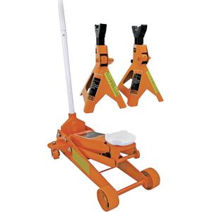 Service Jack with 3-Ton Vehicle Stands - 2.5 Ton(s), 5", 19-1/4", Manual Hydraulic, 27"