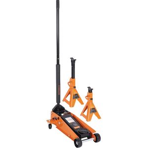 Service Jack with 4-Ton Vehicle Stands - 3.5 Ton(s), 5-1/8", 21", Manual Hydraulic, 28-3/4"