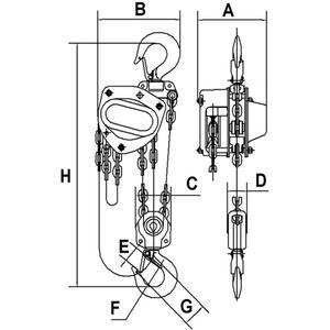 KCH Series Chain Hoists - 6600 lbs. (3 tons), 20', Alloy Steel, ISO 9001-2000 certified factory, ASME B30.16 standards, 79 lb, 20", 114'