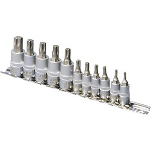SS1438-11T Chrome Socket Bit Sets - 010-LXDZ520 - Torx®, 1/4"/3/8", 10, T10; T15; T20; T25; T27; T30; T40; T45; T47; T50; T55; Socket rail, Regular, Standard, Chrome|Matte
