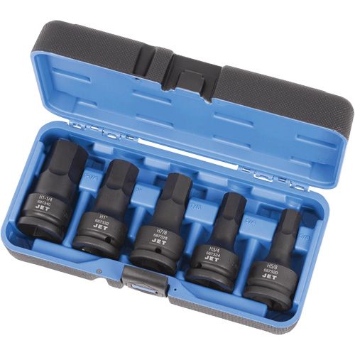 PHB-3405 Impact Bit Socket Sets - 010-LXDZ640 - Hex, 3/4", 5, ANSI|GGG-W-660A, Black Phosphate, SNCM, 1"; 1-1/4"; 3/4"; 5/8"; 7/8"; Blow Mould Case with Removable Lid