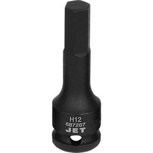 Impact Socket Bits - Hex, 1/2", 12 mm, ANSI, GGG-W-660A, Black Phosphate, Chrome Molybdenum, Impact
