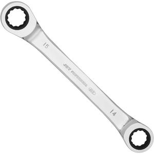 RDBS-6M Ratcheting Double Box Sets - 6, Metric, Box, 8 x 9 mm; 10 x 11 mm; 12 x 13 mm; 14 x 15 mm; 16 x 18 mm; 17 x 19 mm, Chrome Vanadium, Terylene Pouch