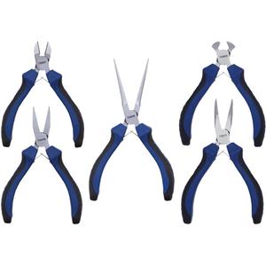JMP-5S Mini Locking Pliers Sets - 5, Chrome Vanadium, Nickel Plated, 5" Needle Nose; 5" Diagonal Cutter; 5" Flat Nose; 5" End Cutter; 5" Bent Nose
