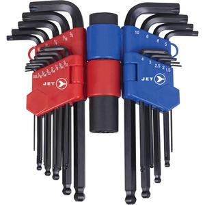 JHHK-22 Hextractor™ Hex Key Wrench Sets - 22, Metric & Imperial, Long Arm, Rack, Black Oxide, Chrome Vanadium