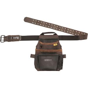 Tool Pouch & Belt - Leather, Black, 12, Multiple Tool Holder, Limited Lifetime, 55-3/4"