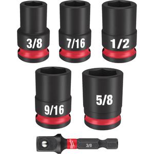 Shockwave Impact Duty™ SAE Socket Set - 3/8", Impact, Standard, 6, 3/8" socket; 7/16" socket; 1/2" socket; 9/16" socket; 5/8" Socket; 1/4" Hex to 3/8" Square Socket Adapter, Limited Lifetime Guarantee