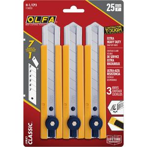 H-1 Classic Extra Heavy-Duty Utility Knife with Rubber Grip Inset - 25 mm, Plastic