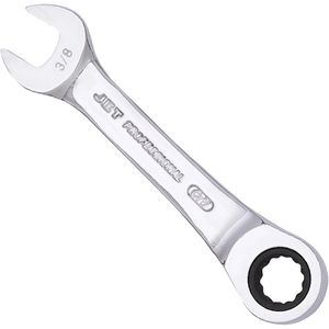 SAE Ratcheting Stubby Combination Wrench - 010-LXDA436 - 3/8", Polished, Chrome Vanadium, Flat