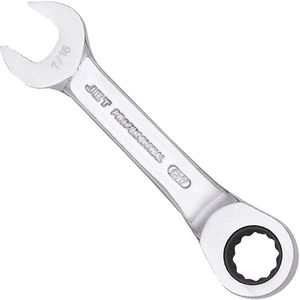 SAE Ratcheting Stubby Combination Wrench - 010-LXDA437 - 7/16", Polished, Chrome Vanadium, Flat