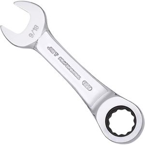 SAE Ratcheting Stubby Combination Wrench - 010-LXDA439 - 9/16", Polished, Chrome Vanadium, Flat