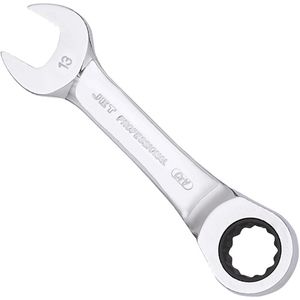 Metric Ratcheting Stubby Combination Wrench - 010-LXDA446 - 13 mm, Polished, Chrome Vanadium, Flat