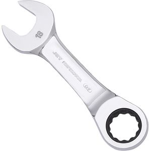 Metric Ratcheting Stubby Combination Wrench - 010-LXDA441 - 18 mm, Polished, Chrome Vanadium, Flat