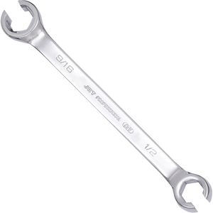 SAE Flare Nut Wrench - 010-LXDA455 - 1/2 x 9/16", Polished, Chrome Vanadium, Open End