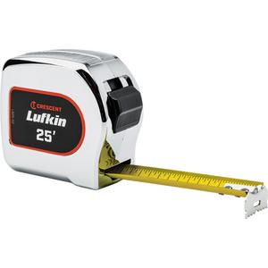 Legacy Chrome Case Yellow Clad Tape Measure - 25', 1-1/8", Imperial