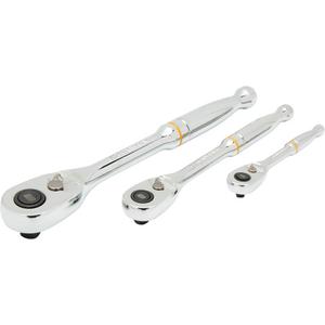 90-Tooth Quick Release Teardrop Ratchet Set - 3, Imperial, Ratchet, 1/4", 3/8", 1/2", Lifetime Warranty, 4°, Full Polish Chrome
