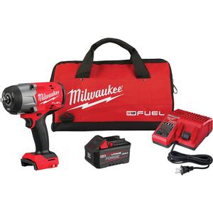 M18 Fuel™ High Torque Impact Wrench with Friction Ring RedLithium™ Forge™ Kit - 18 V, 1/2", Lithium-Ion, 0-2000, 1600 ft-lbs, Tool, Battery & Charger, 0 - 2400 IPM, 1200 ft-lbs, 1600 ft-lbs, 7.6"